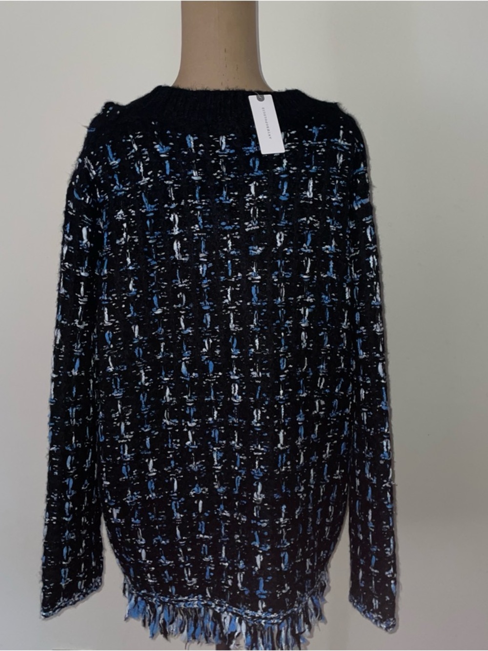 Anthropologie Black Tweed Fringe Cardigan SOFT -size small NWT - Picture 10 of 11